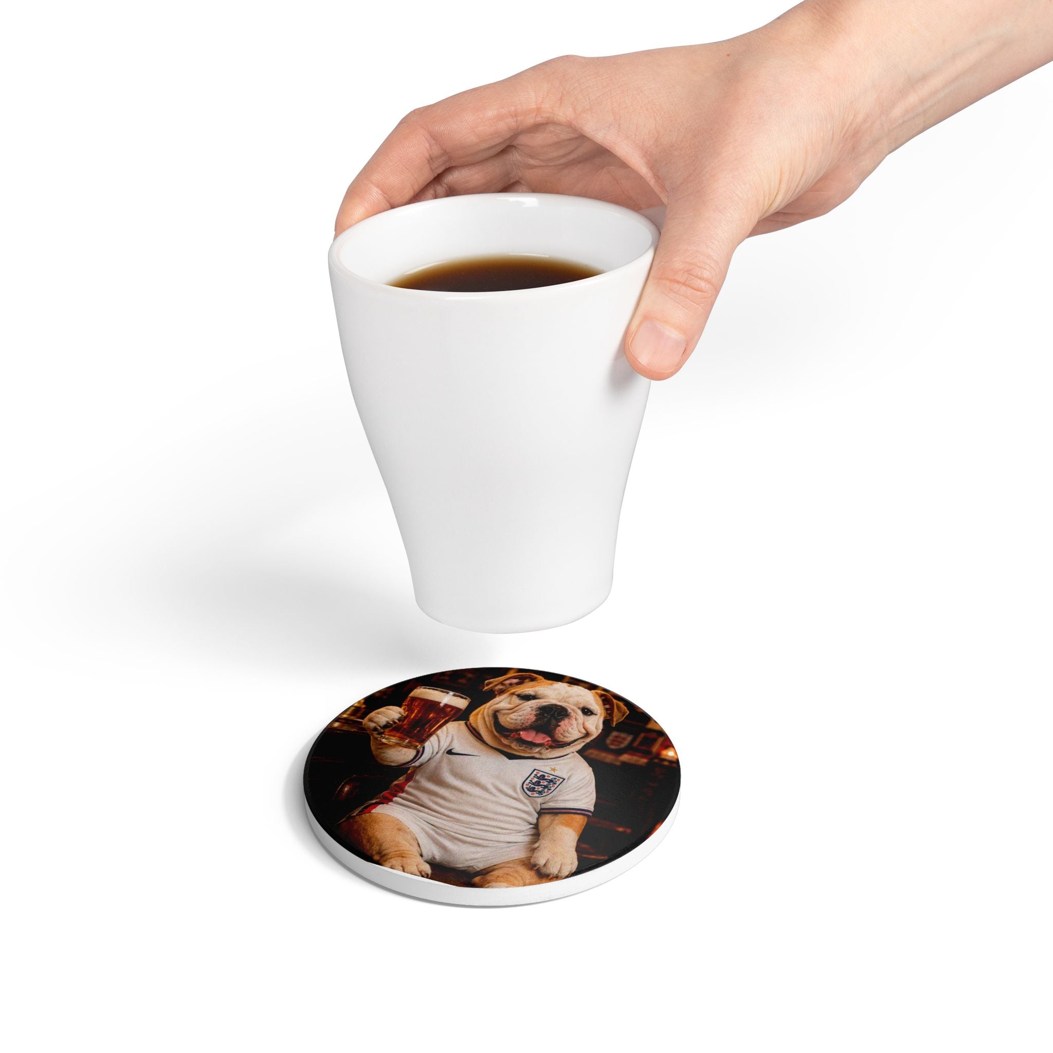 Custom Dog Portrait Ceramic Coaster — Your Dog in Their Kit