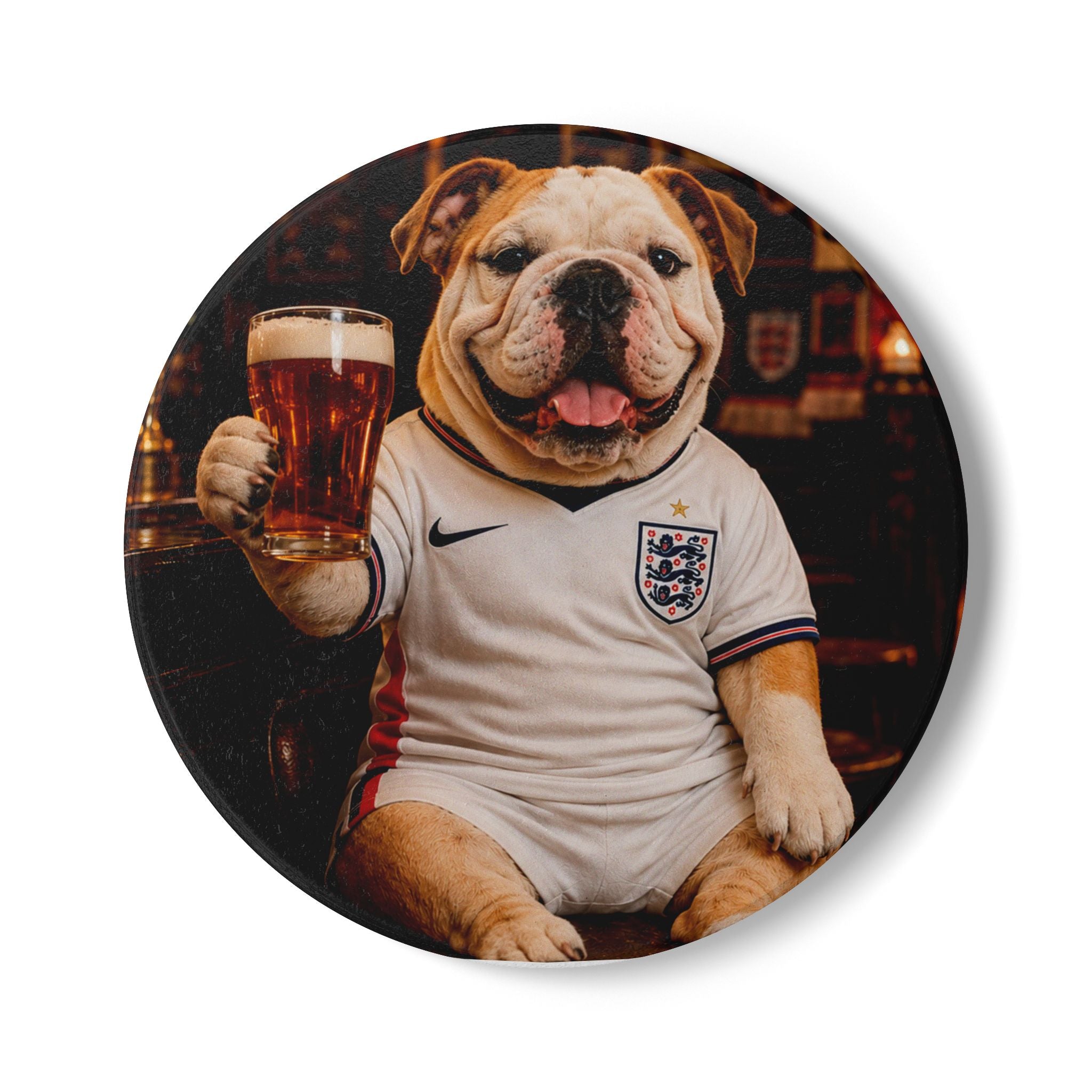Custom Dog Portrait Ceramic Coaster — Your Dog in Their Kit